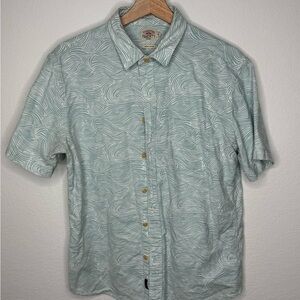 Faherty Men's Light Green Swirl Pattern Short Sleeve Button Down Shirt Size M